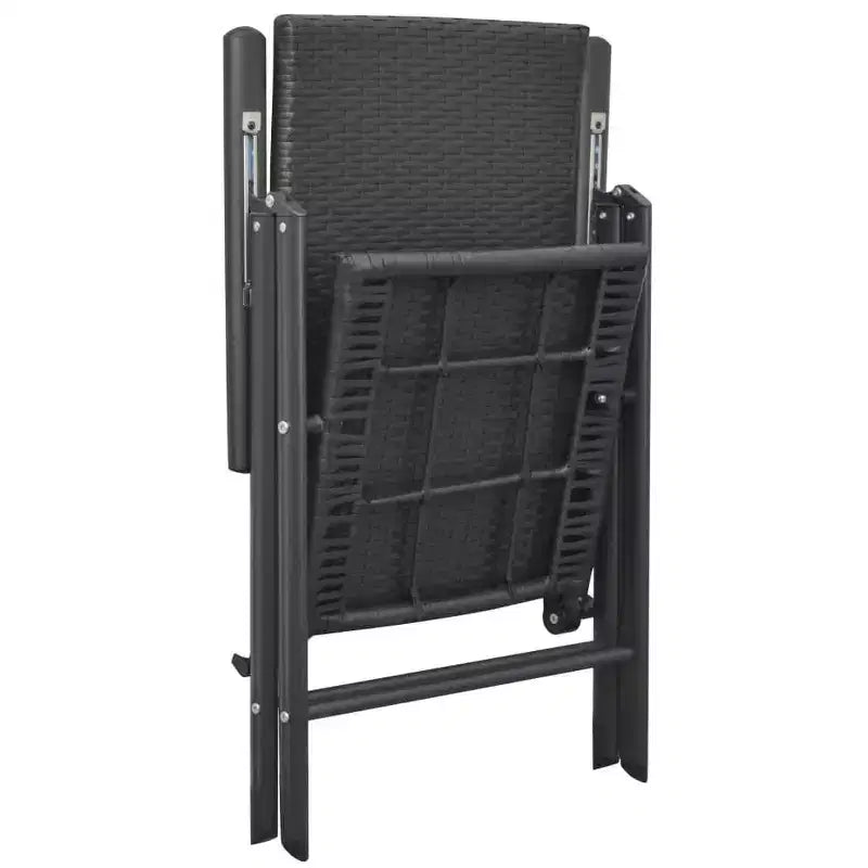 vidaXL Set de comedor Negro Ratán PE, vidrio, aluminio Estándar Plegable