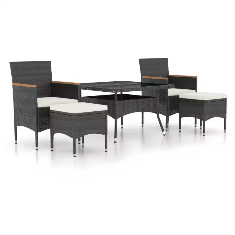 vidaXL Garden Dining Set Black Poly rattan Standard Removable Covers