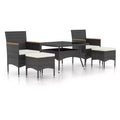 vidaXL Garden Dining Set Black Poly rattan Standard Removable Covers