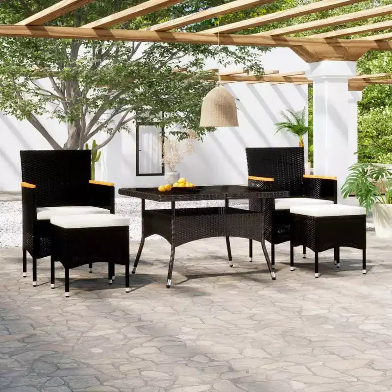 vidaXL Ensemble de salle à manger de jardin Noir Résine tressée Housses amovibles standard