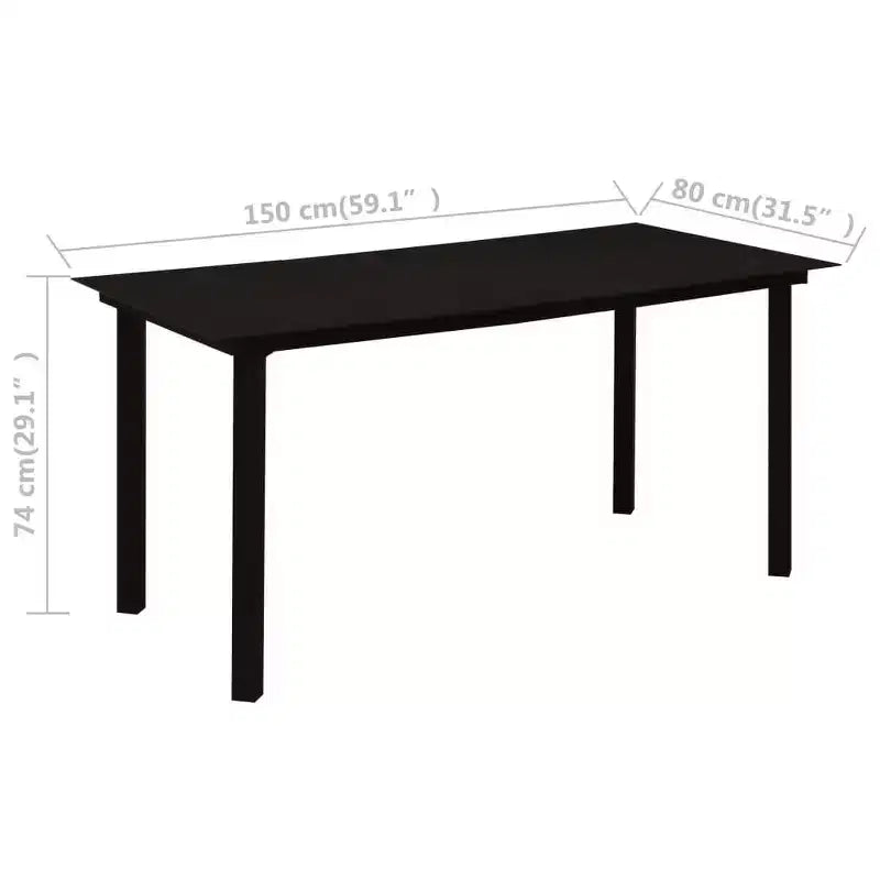 vidaXL Conjunto de comedor Roble, ratán sintético negro, acero con recubrimiento en polvo, vidrio