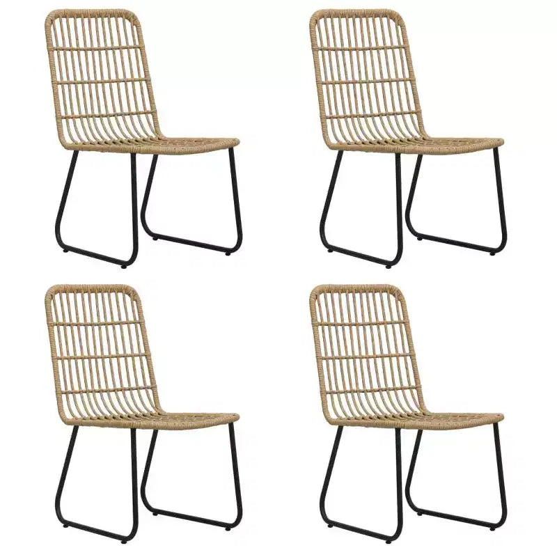 vidaXL Conjunto de comedor Roble, ratán sintético negro, acero con recubrimiento en polvo, vidrio