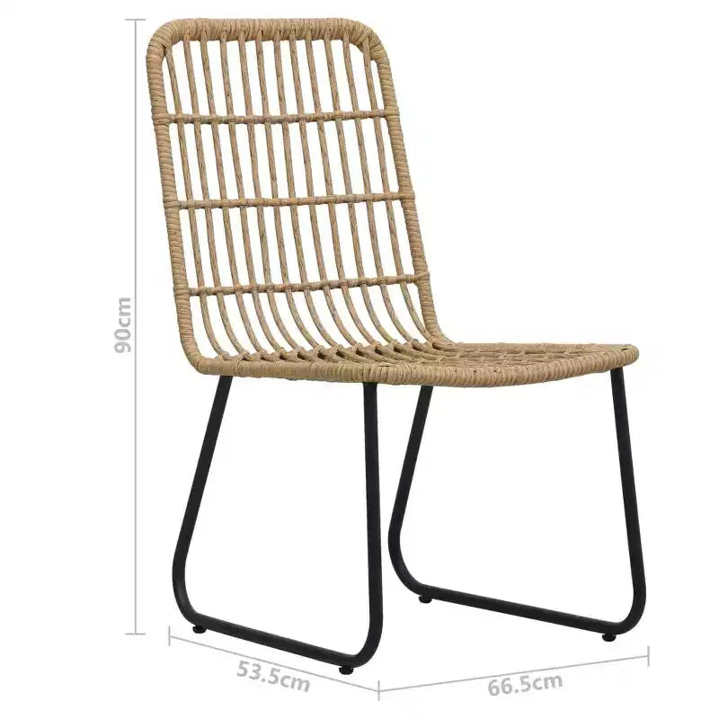 vidaXL Conjunto de comedor Roble, ratán sintético negro, acero con recubrimiento en polvo, vidrio