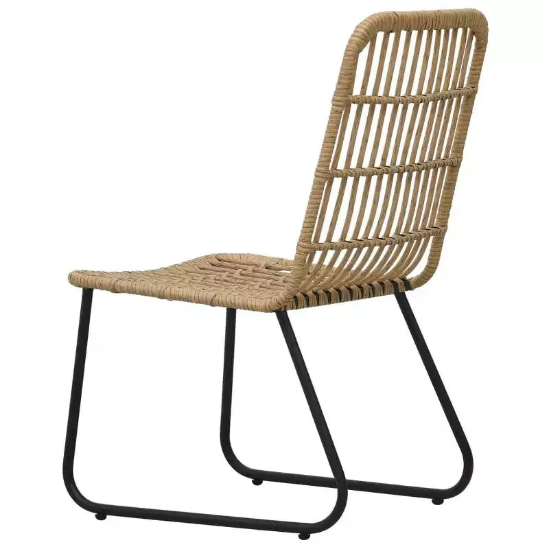 vidaXL Conjunto de comedor Roble, ratán sintético negro, acero con recubrimiento en polvo, vidrio