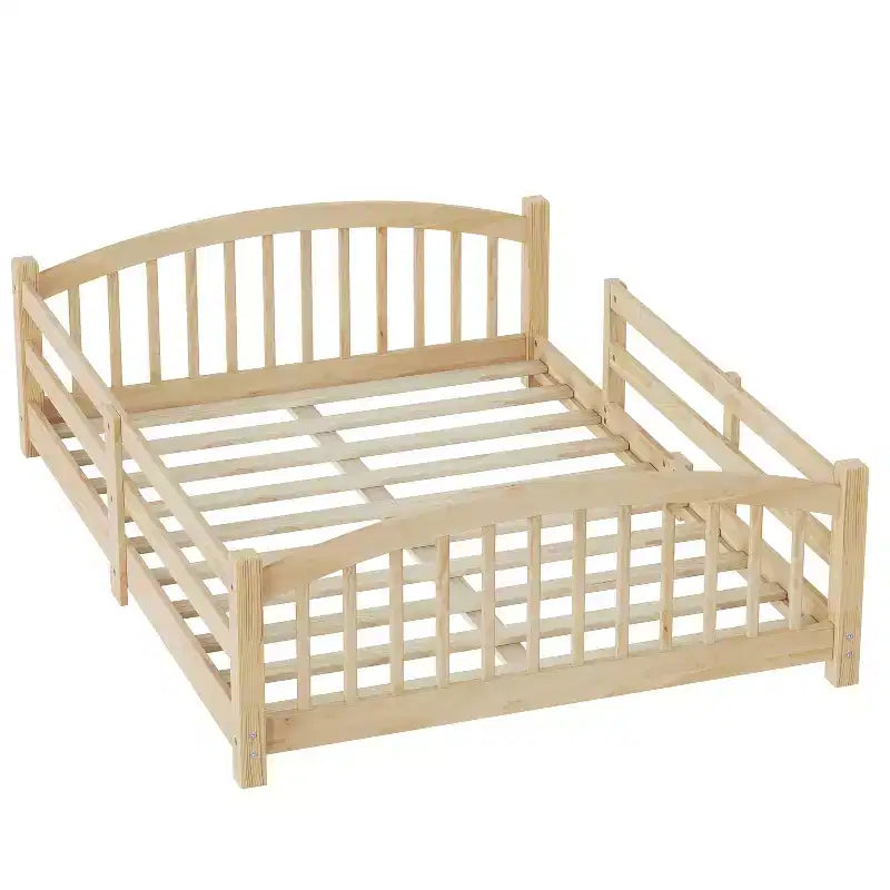 Cama Montessori de tamaño completo de perfil bajo con barandillas de seguridad y cabecero