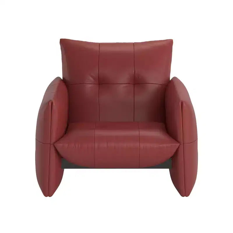Luck Live 34.64 Modern Lounge Accent Chair Sofa, Faux Leather Upholstered Armchair with Thick Cushion & Solid Wood Frame