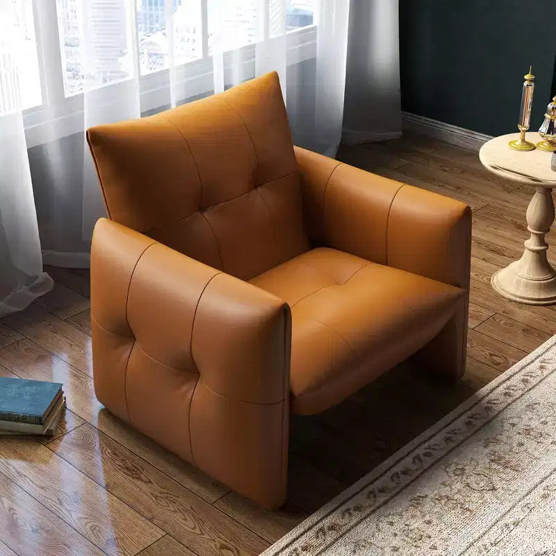 Luck Live 34.64 Modern Lounge Accent Chair Sofa, Faux Leather Upholstered Armchair with Thick Cushion & Solid Wood Frame