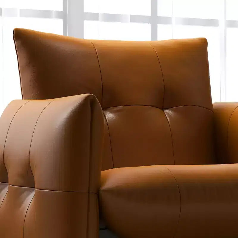 Luck Live 34.64 Modern Lounge Accent Chair Sofa, Faux Leather Upholstered Armchair with Thick Cushion & Solid Wood Frame