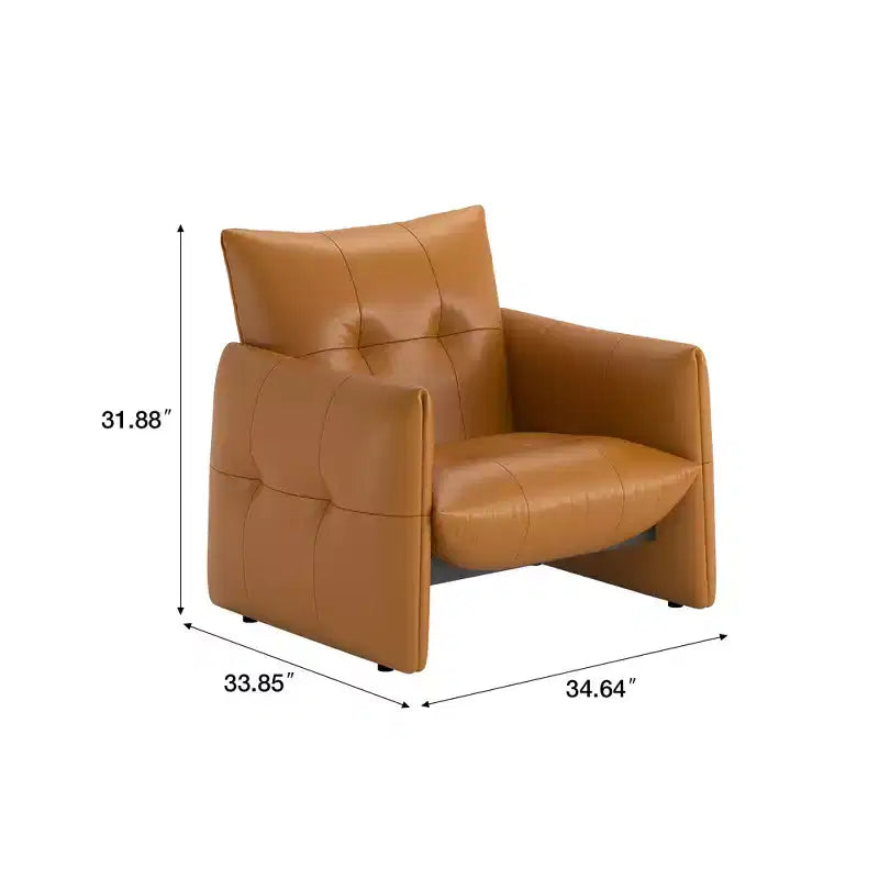 Luck Live 34.64 Modern Lounge Accent Chair Sofa, Faux Leather Upholstered Armchair with Thick Cushion & Solid Wood Frame