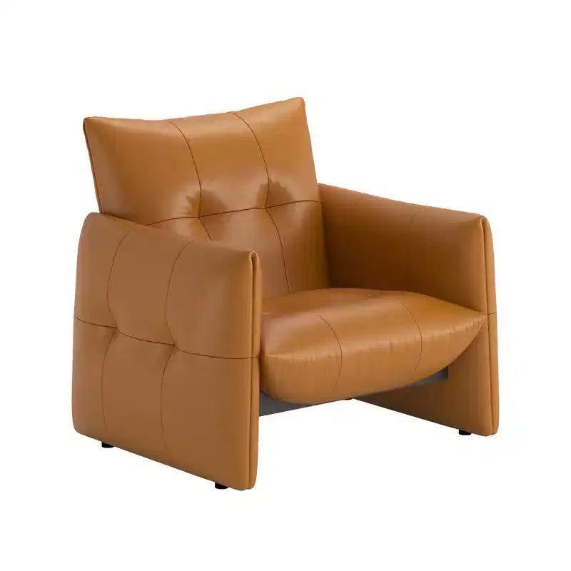 Luck Live 34.64 Modern Lounge Accent Chair Sofa, Faux Leather Upholstered Armchair with Thick Cushion & Solid Wood Frame
