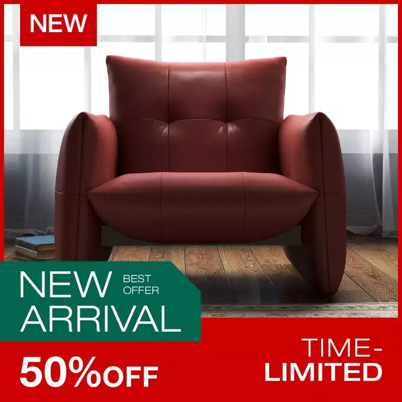 Luck Live 34.64 Modern Lounge Accent Chair Sofa, Faux Leather Upholstered Armchair with Thick Cushion & Solid Wood Frame