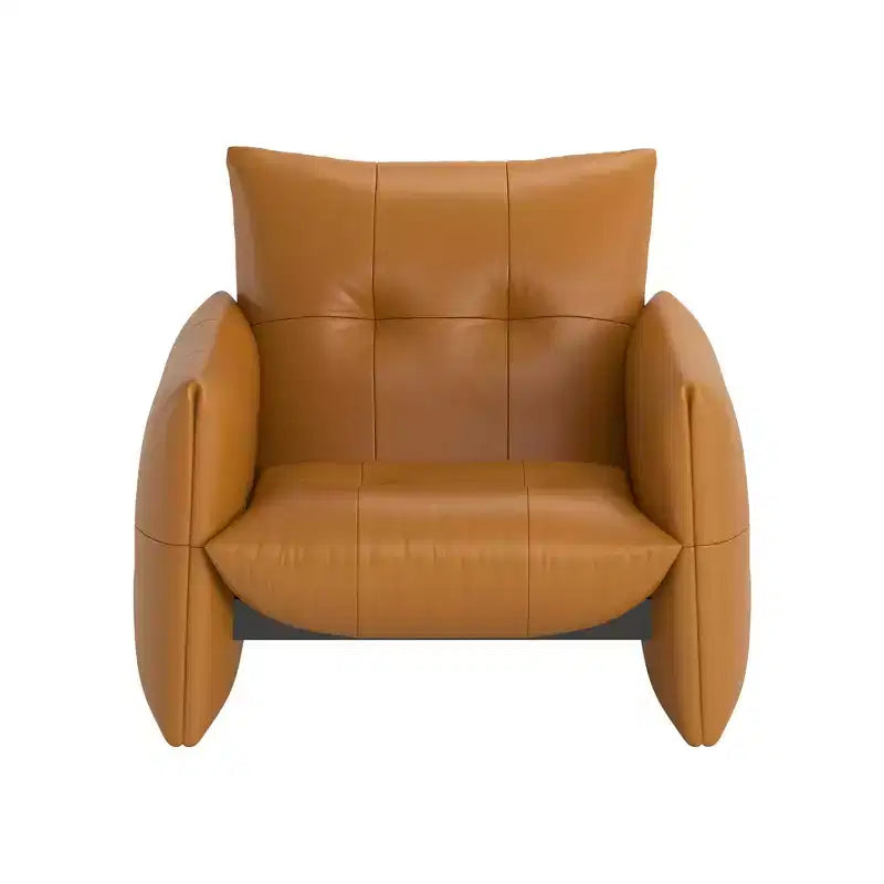 Luck Live 34.64 Modern Lounge Accent Chair Sofa, Faux Leather Upholstered Armchair with Thick Cushion & Solid Wood Frame