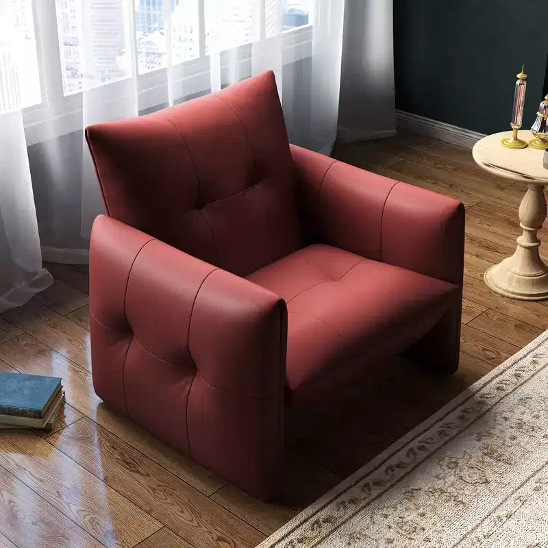 Luck Live 34.64 Modern Lounge Accent Chair Sofa, Faux Leather Upholstered Armchair with Thick Cushion & Solid Wood Frame
