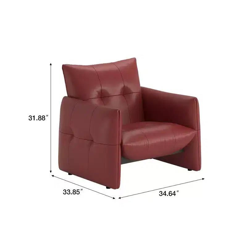 Luck Live 34.64 Modern Lounge Accent Chair Sofa, Faux Leather Upholstered Armchair with Thick Cushion & Solid Wood Frame