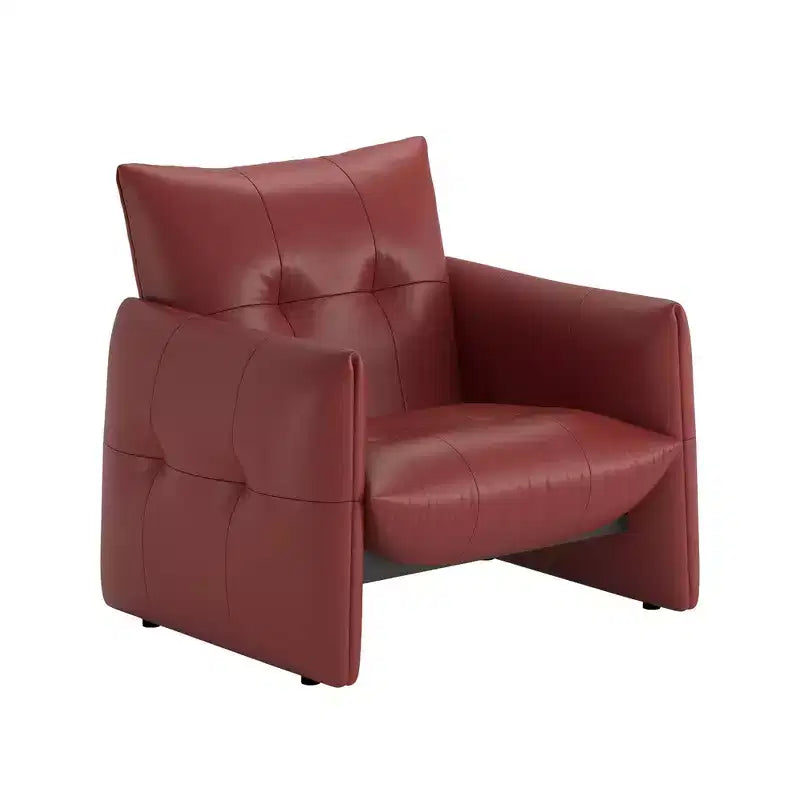 Luck Live 34.64 Modern Lounge Accent Chair Sofa, Faux Leather Upholstered Armchair with Thick Cushion & Solid Wood Frame