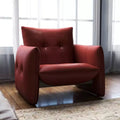 Luck Live 34.64 Modern Lounge Accent Chair Sofa, Faux Leather Upholstered Armchair with Thick Cushion & Solid Wood Frame