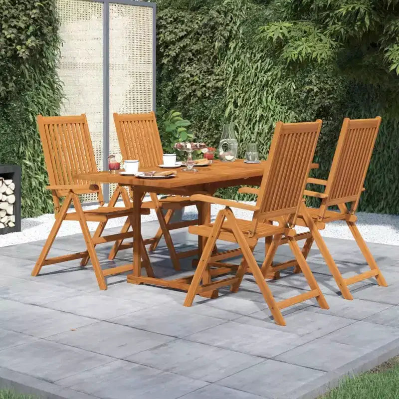 vidaXL Set de Comedor de Jardín Madera Natural Madera Maciza de Acacia Juego de 5 Piezas