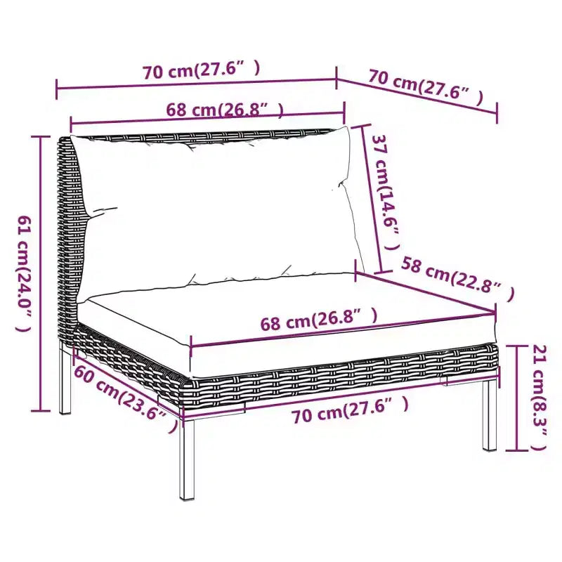 vidaXL Juego de Muebles de Jardín Gris Oscuro