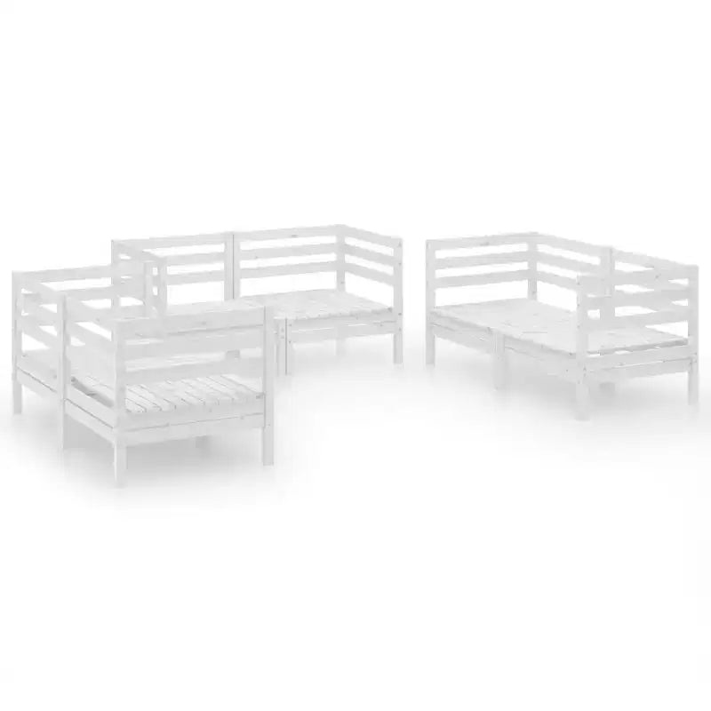 vidaXL Garden Lounge Set White Solid pinewood Modular Garden Lounge Set