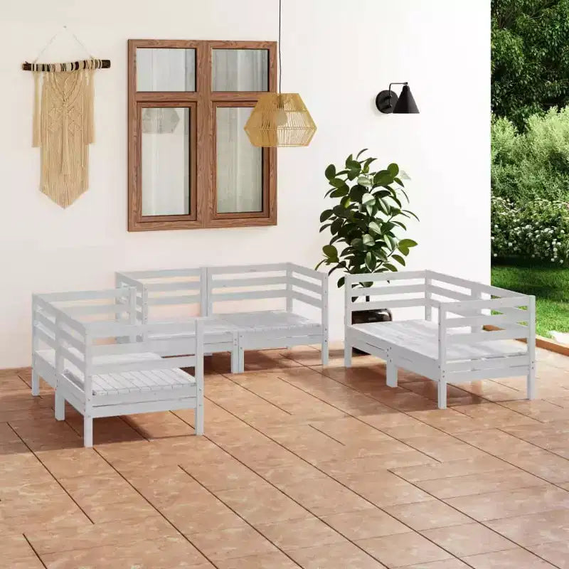 vidaXL Salon de jardin modulaire blanc en pin massif