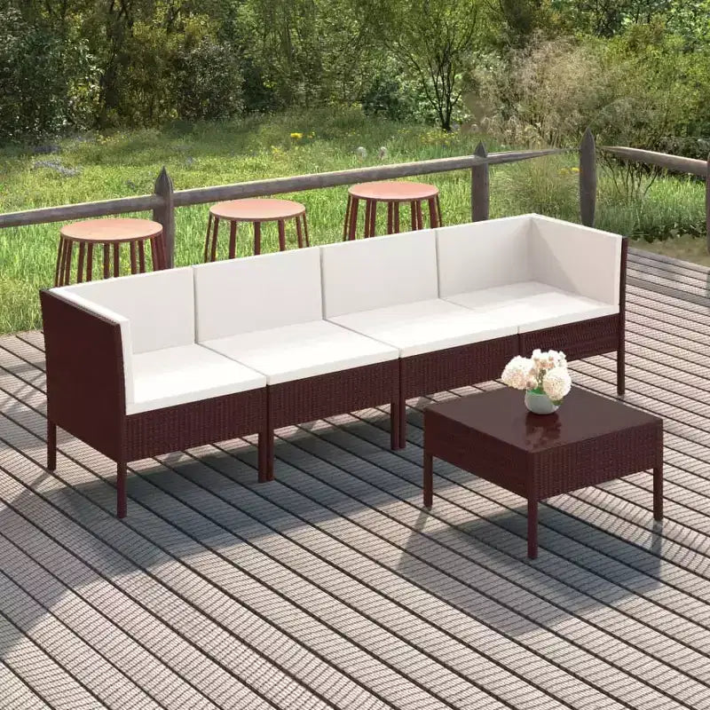 vidaXL Juego de Muebles de Jardín Marrón y Blanco Crema