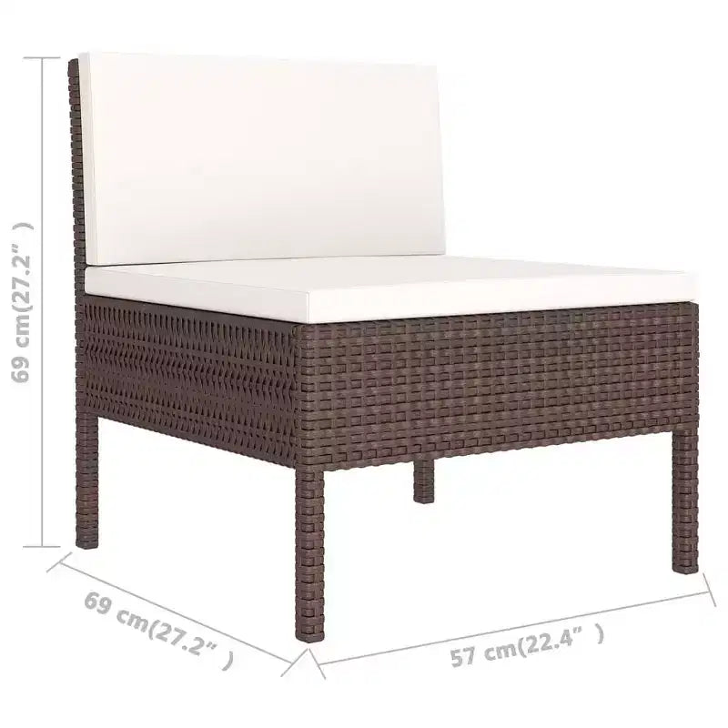 vidaXL Juego de Muebles de Jardín Marrón y Blanco Crema