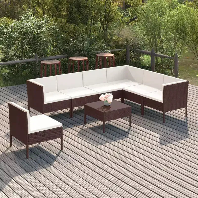 vidaXL Conjunto de Muebles de Jardín Marrón Ratán PE Modular Grande