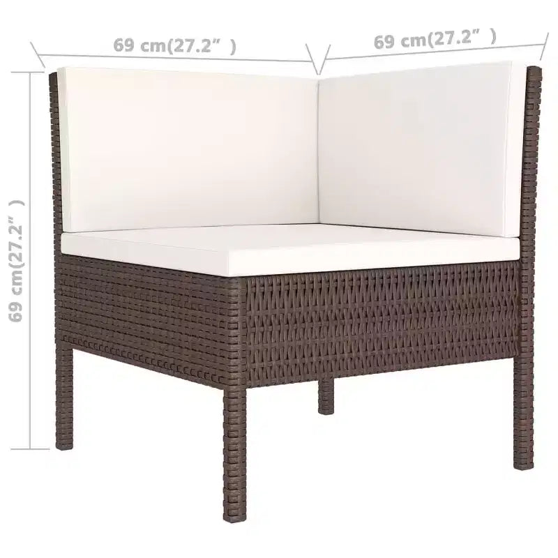 vidaXL Conjunto de Muebles de Jardín Marrón Ratán PE Modular Grande