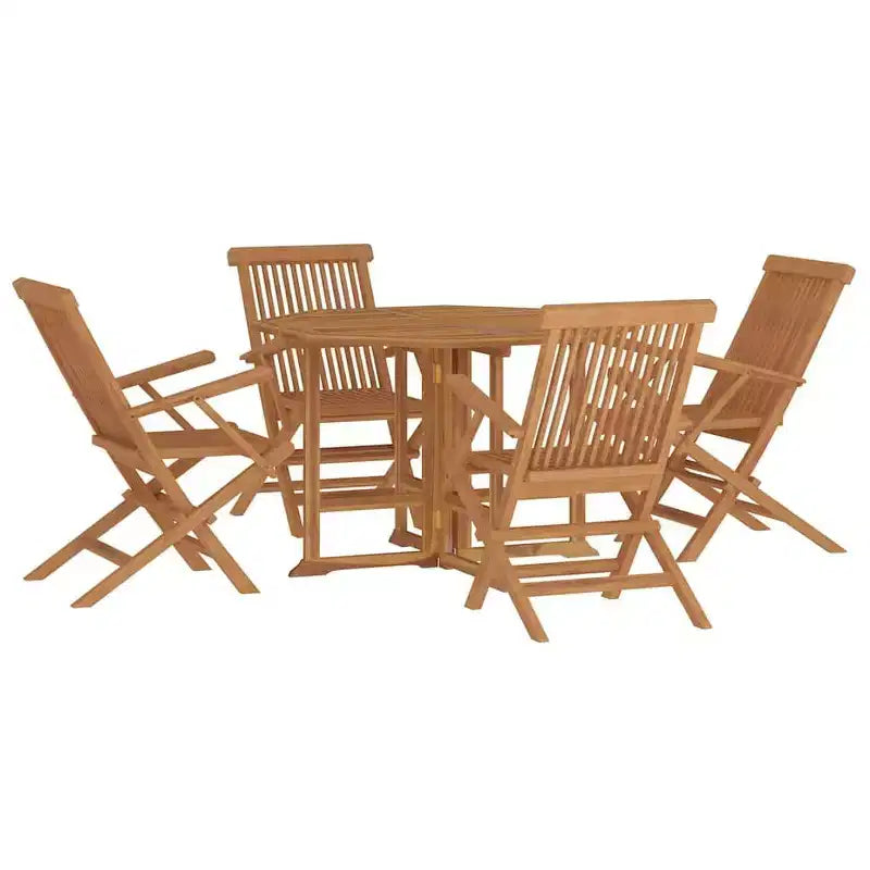 vidaXL Juego de comedor de exterior de teca natural Teca finamente lijada Madera dura Medium