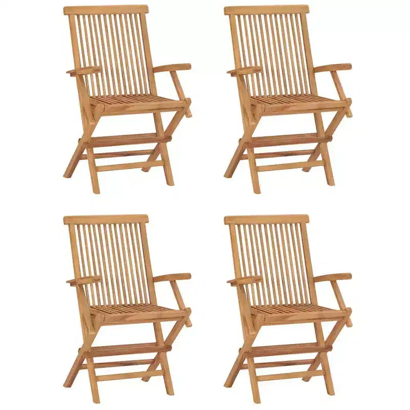 vidaXL Juego de comedor de exterior de teca natural Teca finamente lijada Madera dura Medium