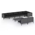 vidaXL Garden Lounge Set Dark Grey Powder-coated steel, half-round PE rattan