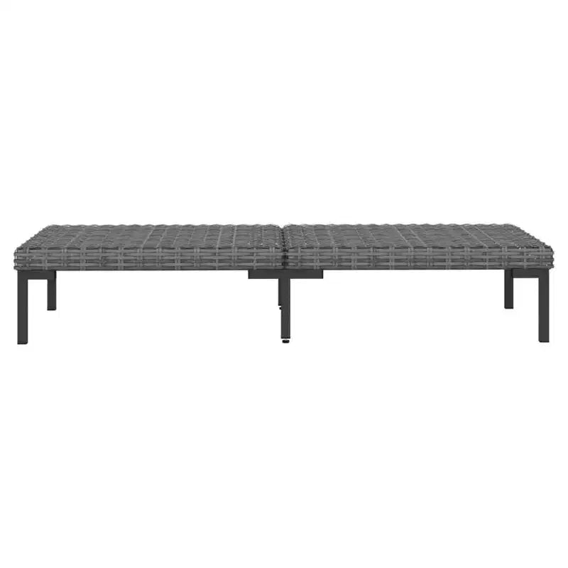 vidaXL Conjunto de Salón de Jardín de Acero con Recubrimiento de Polvo Gris Oscuro, Ratán PE Redondo Medio
