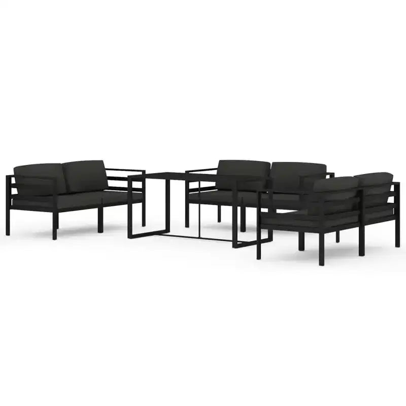 vidaXL Garden Lounge Set Anthracite Aluminum, Polyester Large Modular