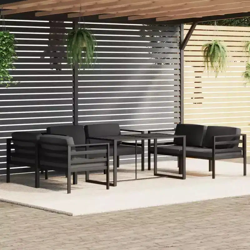 vidaXL Salon de jardin anthracite en aluminium, polyester grand modulaire