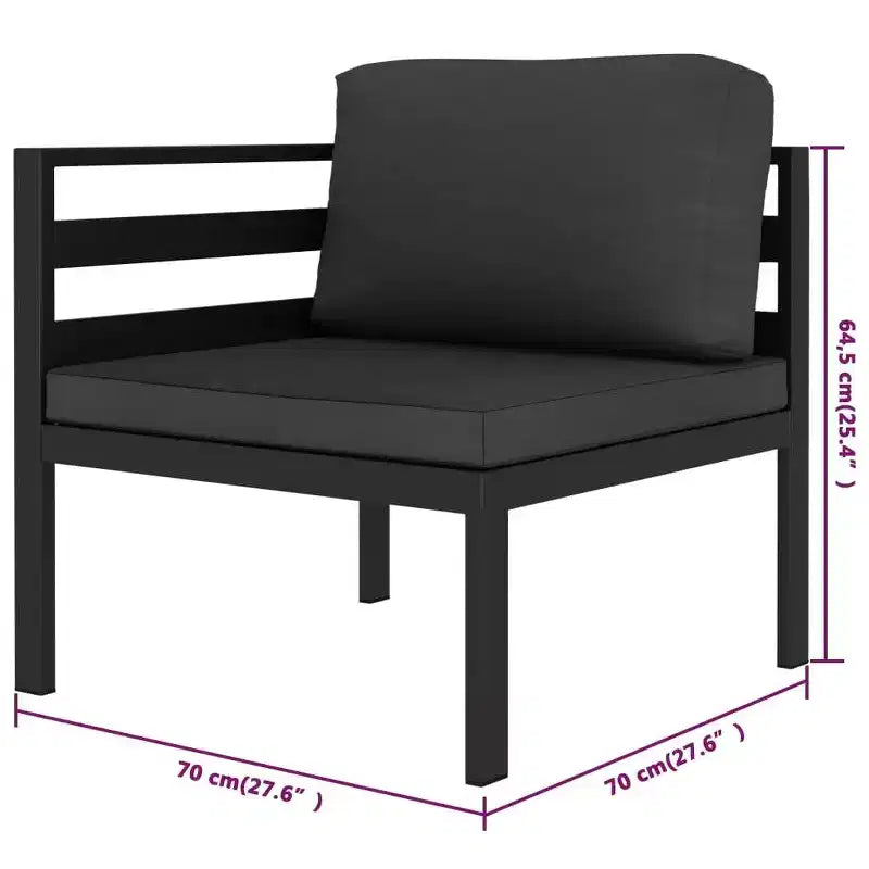 vidaXL Salon de jardin anthracite en aluminium, polyester grand modulaire
