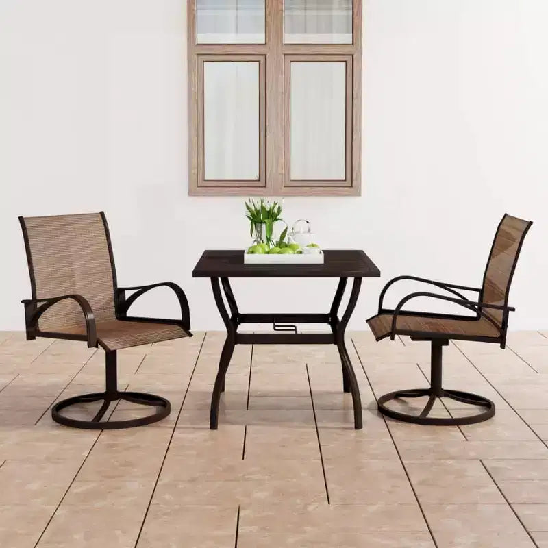 vidaXL Juego de Comedor de Jardín de 2 Piezas Textilene, Acero con Recubrimiento en Polvo