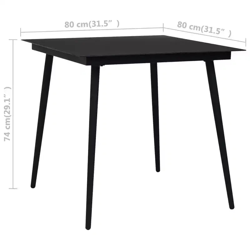 vidaXL Juego de comedor de ratán PE negro, aluminio, cristal, acero, 5 piezas
