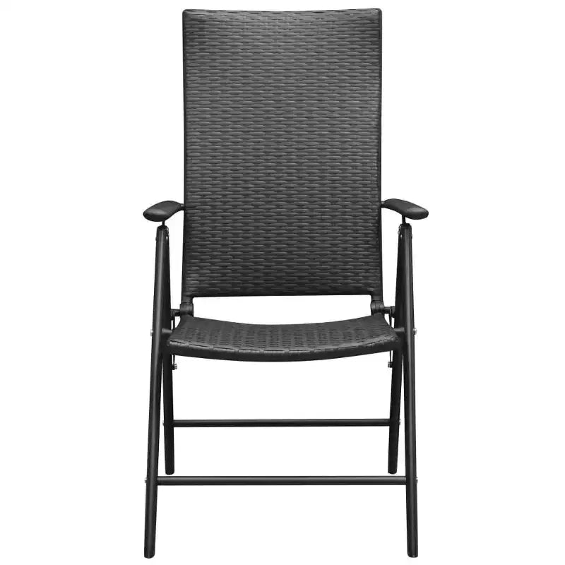 vidaXL Juego de comedor de ratán PE negro, aluminio, cristal, acero, 5 piezas