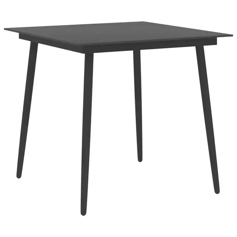 vidaXL Juego de comedor de ratán PE negro, aluminio, cristal, acero, 5 piezas