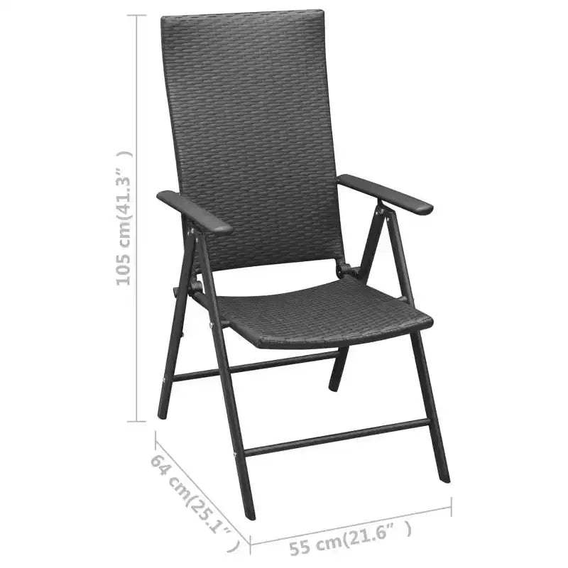 vidaXL Juego de comedor de ratán PE negro, aluminio, cristal, acero, 5 piezas