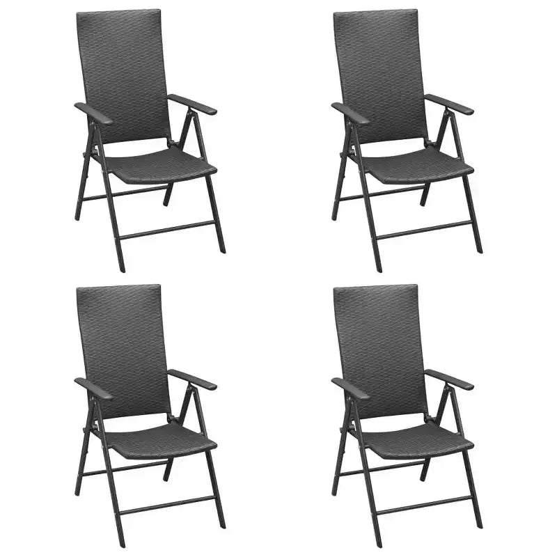 vidaXL Juego de comedor de ratán PE negro, aluminio, cristal, acero, 5 piezas
