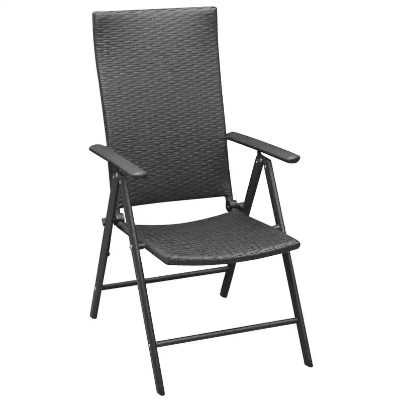 vidaXL Juego de comedor de ratán PE negro, aluminio, cristal, acero, 5 piezas