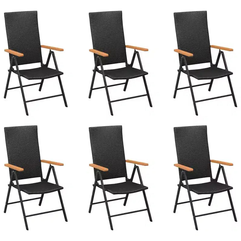 vidaXL Juego de comedor de 7 piezas de ratán PE, aluminio, y WPC negro y marrón