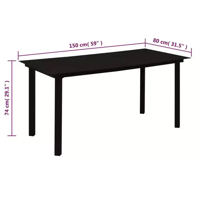 vidaXL Conjunto de Comedor de Jardín Negro