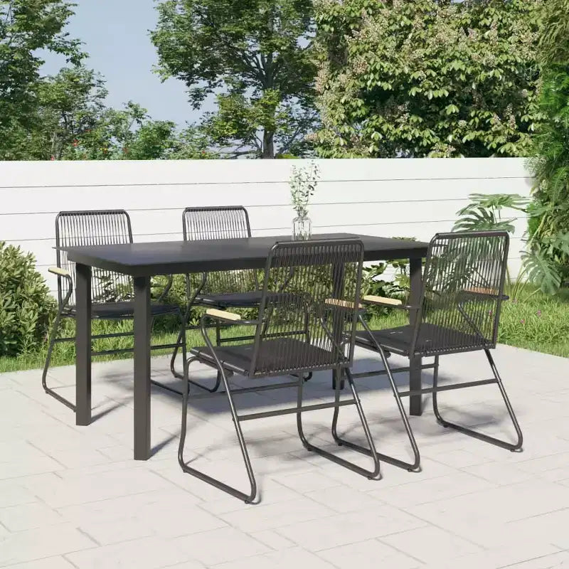 vidaXL Conjunto de Comedor de Jardín Negro