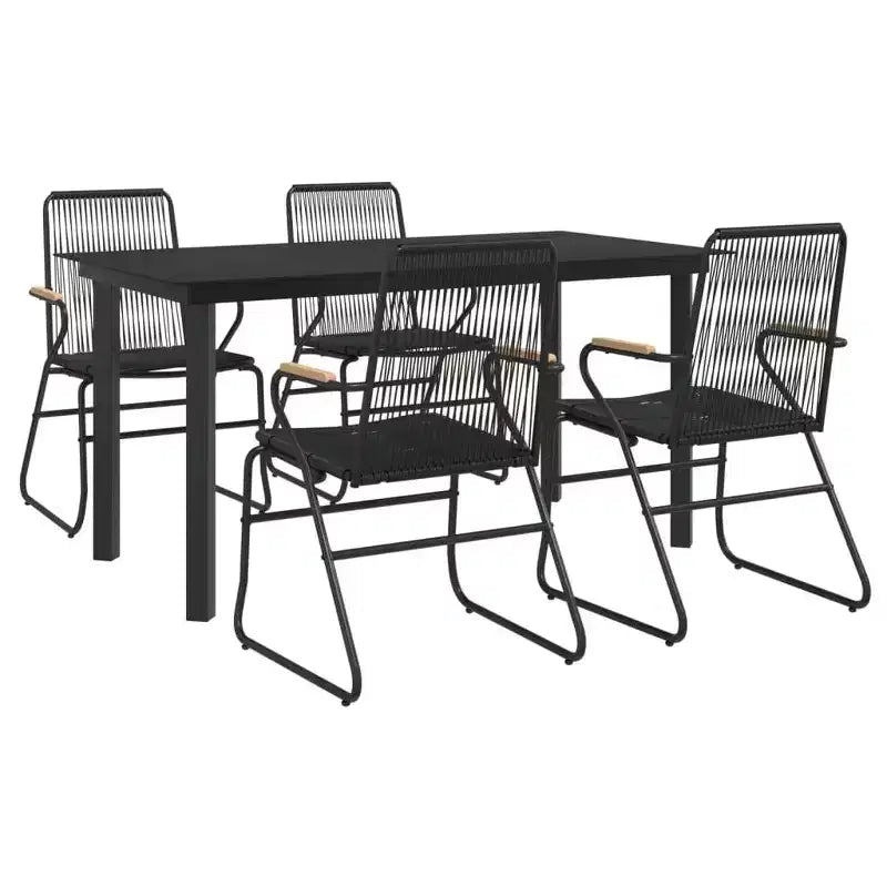 vidaXL Conjunto de Comedor de Jardín Negro