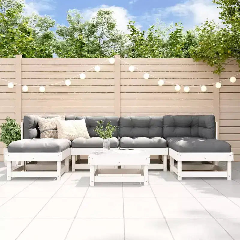 vidaXL Juego de Muebles de Jardín Blanco Madera de Pino Maciza, Contrachapado Modular Grande