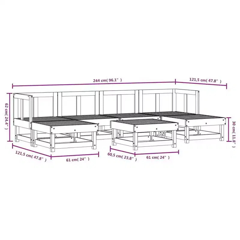 vidaXL Juego de Muebles de Jardín Blanco Madera de Pino Maciza, Contrachapado Modular Grande