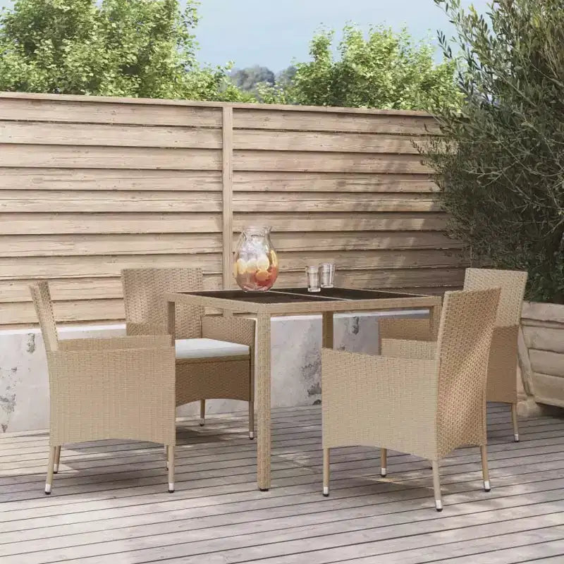 vidaXL Juego de comedor de patio Juego de 4 Beige