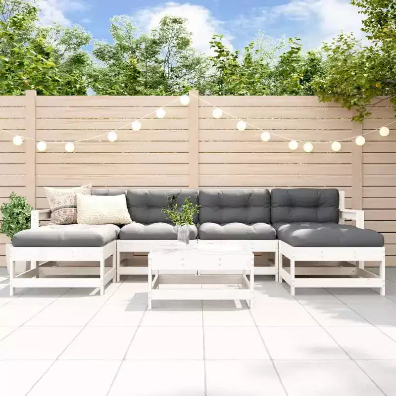 vidaXL Juego de salón de jardín Madera natural Madera de pino maciza Modular de 7 piezas